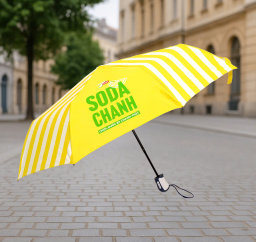 Dù Gấp 3 Tự Động Cán Trắng Xanh Đen 