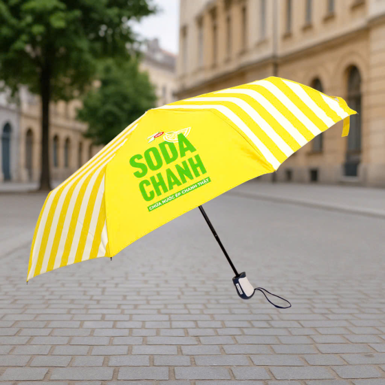Dù Gấp 3 Tự Động Cán Trắng Xanh Đen 